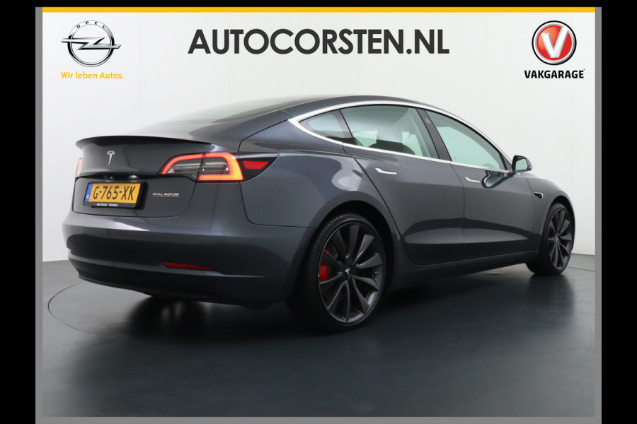 Tesla Model 3 Performance 513pk AWD FSD-MEEGELEVERD PAKKET! €72.000 nieuw 0-100kmh 3.4sec! Lmv-20" AutoPilot Carbon-Spoiler Premium-HiFi Pano. Navi Led ACC DAB Voorverwarming interieur en Keyless via GSM-App One-Pedal-Drive Rode Remklauwen Premium Audio Veel grip door 4WD vierwielaandrijving.  Origineel Nederlandse auto nieuwprijs €72.080 Garantie op Accu en motor tot 28-12-2027/192.000km