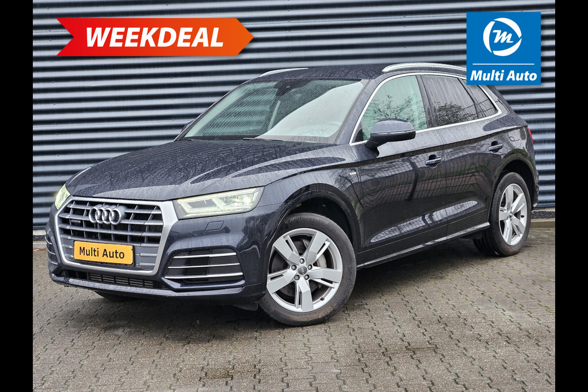 Audi Q5 50 TFSI e Quattro S Line Plug In Hybrid PHEV | Trekhaak af Fabriek | Memory Stoelen Verwarmd | Apple Carplay | DAB | 19"L.M | Cruise Control |