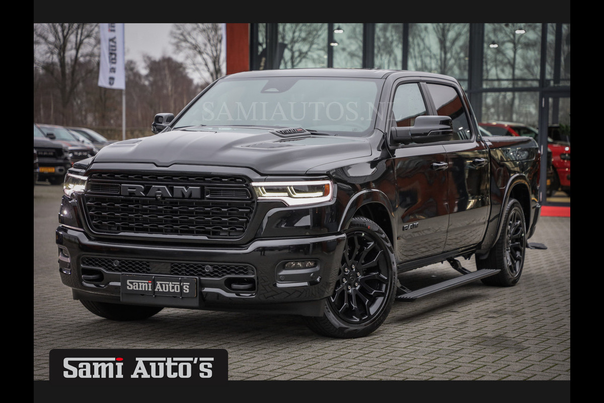 Dodge Ram 1500 LIMITED NIGHT H.O 540PK 706 Nm 2025 | XB9 | MASSAGE | BOM VOL | CREW CAB | DUBBELE CABINE | GRIJSKENTEKEN | DE MEEST LUXUEUZE en BEGEERDE Pick-up VOORRAAD NR 2330 - 7407