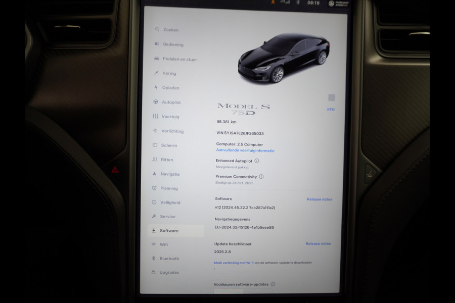 Tesla Model S 75D AWD Luchtvering Enhanced AutoPilot Navi Panorama-Dak Camera Adaptive-Led Elektr.Stuur en Stoel+Geheugen+Spiegels+verwarmd El 19"Lmv 4WD Schuifkanteldak WiFi Rijstrookhulp Bordherkenning ACC ESP Dodehoek Detector Mistlampen Verwarmde-Sproeiers Nieuwprijs €91.400