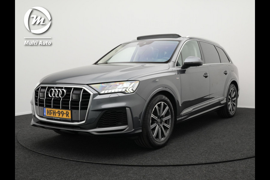 Audi Q7 55 TFSI e Quattro S Line Plug In Hybrid 3500kg Trekgewicht PHEV | Luchtvering | Panodak | Adaptive Cruise | 360 Camera | Bang & Olufsen | Head Up | Alcantara Hemel | Lederen Sportstoelen memory & Ventilatie |