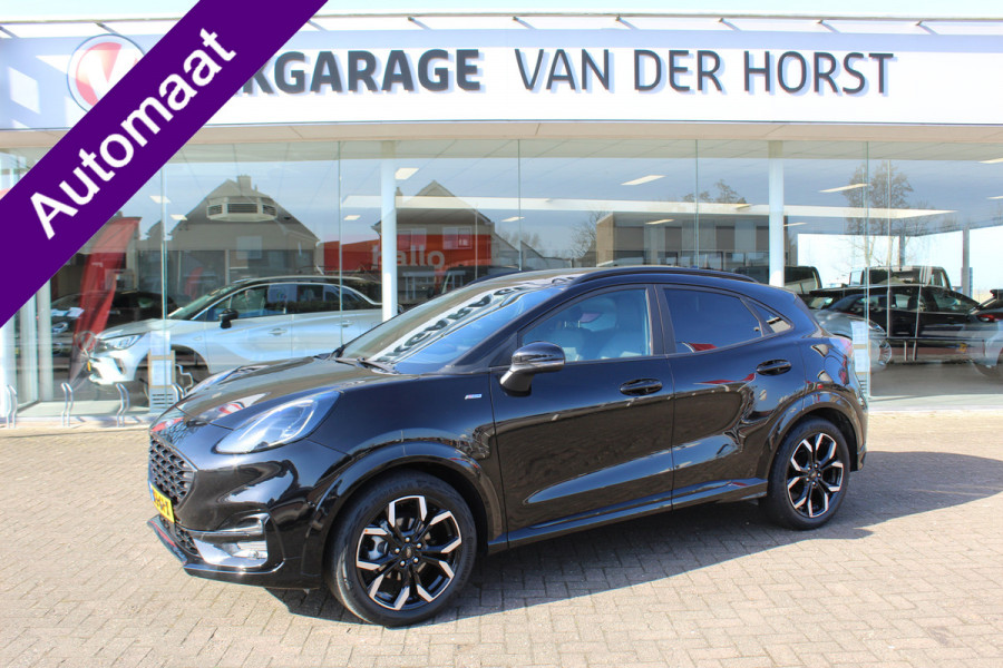 Ford Puma 1.0-125 pk EcoBoost Mild Hybrid ST-Line X AUTOMAAT ! Gun uzelf het plezier en comfort van een automaat ! Ca. €. 10.000,- beneden de nieuwprijs ! Cruise Control, Climate Control, Achteruitrijcamera, Parkeersensoren v+a, metallic lak, LM wielen, Navigatie, Telefoonvoorb., etc.