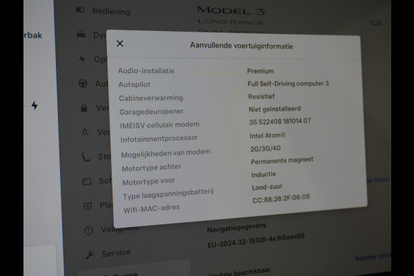 Tesla Model 3 Long Range 75kWh 2020 463PK 19" Mistl. Full-Self-Driving-Computer 3 Telefoon-Sleutel Premium Audio 4wd Lmv AutoPilot Panoramadak Stoel en achterbank verwarming Keyless Electr.Stoelen+Memory+Easy-Entry WiFi Origineel Nederlandse auto Grootste accu, Tot 16,5kwh thuis laden. Accu garantie tot 13-01-2028 / 192.000km