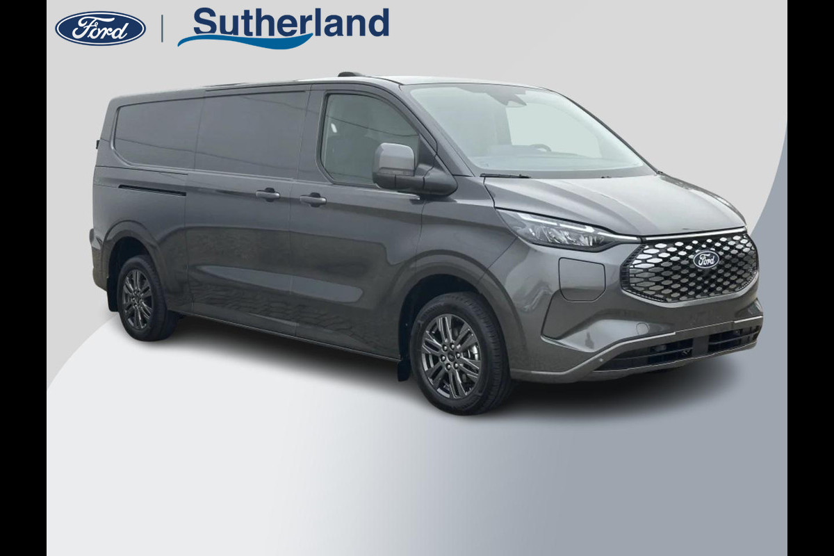 Ford E-Transit Cust. 320 L2H1 Limited 65 kWh 218pk | VOORRAAD | Inklapbare trekhaak | 17 inch lichtmetalen velgen (Carbonised Grey) | Driver Assistent Pack Premium | AGM accu | 3-fase laadkabel mode 3 32A, 10 meter | Centrale dubbele vergrendeling | Vehicle Integration System