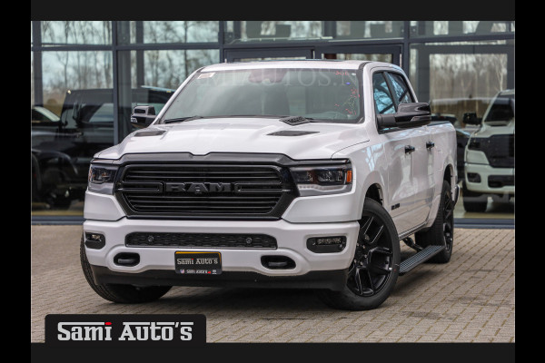 Dodge Ram 1500 LARAMIE NIGHT | NIEUW! BMP VRIJ | PANORAMA | LPG | HUD | VIRTUAL | LUCHTVERING | 360CAM | DODE HOEK | 5.7 V8 HEMI 402PK 4x4 | CREWCAB 5 PERSOONS | GRIJSKENTEKEN | VOORRAAD NR 2147 - 4802