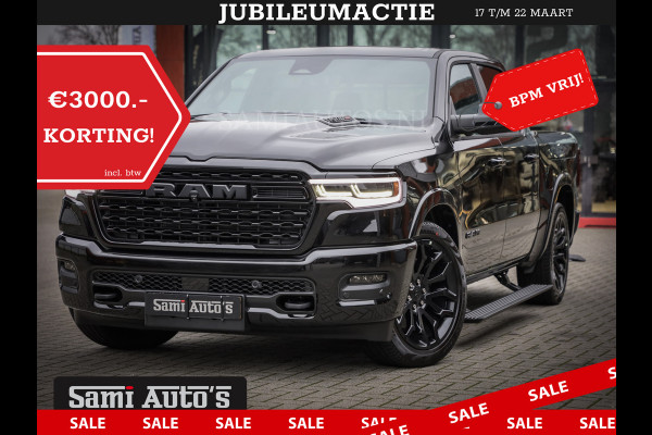 Dodge Ram 1500 DE MEEST LUXUEUZE PICK UP LIMITED NIGHT HIGH OUTPUT H.O 540PK 706 Nm 2025 | XB9 | MASSAGE | BOM VOL | CREW CAB | DUBBELE CABINE | GRIJSKENTEKEN | VOORRAAD NR 2334 - 5409