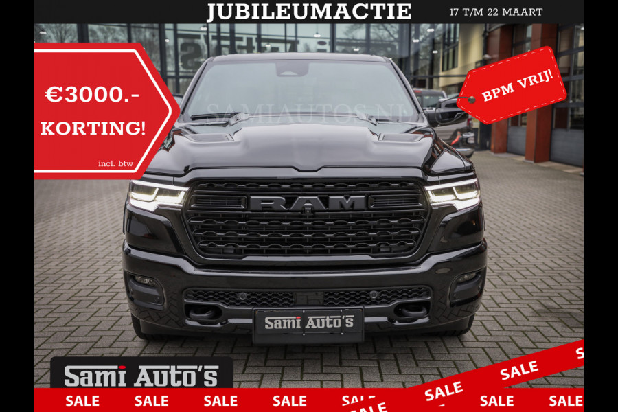 Dodge Ram 1500 DE MEEST LUXUEUZE PICK UP LIMITED NIGHT HIGH OUTPUT H.O 540PK 706 Nm 2025 | XB9 | MASSAGE | BOM VOL | CREW CAB | DUBBELE CABINE | GRIJSKENTEKEN | VOORRAAD NR 2334 - 5409