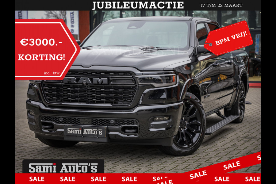 Dodge Ram 1500 DE MEEST LUXUEUZE PICK UP LIMITED NIGHT HIGH OUTPUT H.O 540PK 706 Nm 2025 | XB9 | MASSAGE | BOM VOL | CREW CAB | DUBBELE CABINE | GRIJSKENTEKEN | VOORRAAD NR 2334 - 5409