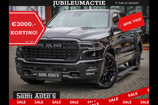 Dodge Ram 1500 DE MEEST LUXUEUZE PICK UP LIMITED NIGHT HIGH OUTPUT H.O 540PK 706 Nm 2025 | XB9 | MASSAGE | BOM VOL | CREW CAB | DUBBELE CABINE | GRIJSKENTEKEN | VOORRAAD NR 2334 - 5409