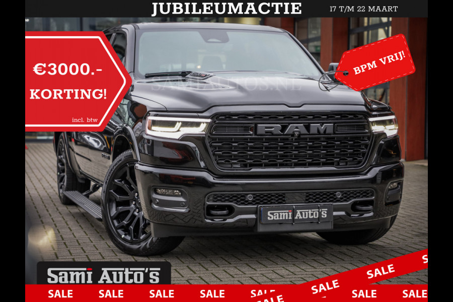 Dodge Ram 1500 DE MEEST LUXUEUZE PICK UP LIMITED NIGHT HIGH OUTPUT H.O 540PK 706 Nm 2025 | XB9 | MASSAGE | BOM VOL | CREW CAB | DUBBELE CABINE | GRIJSKENTEKEN | VOORRAAD NR 2334 - 5409