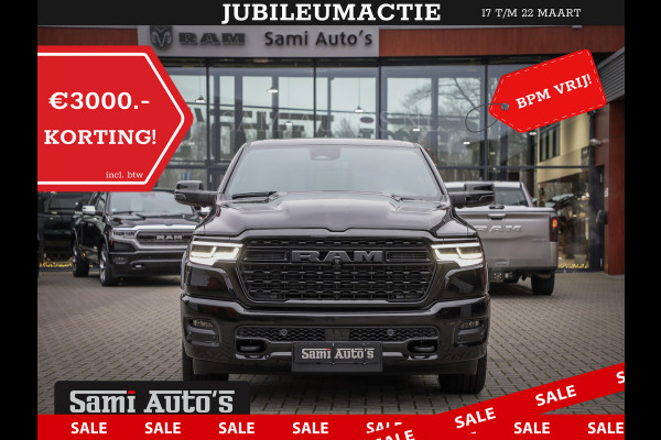 Dodge Ram 1500 DE MEEST LUXUEUZE PICK UP LIMITED NIGHT HIGH OUTPUT H.O 540PK 706 Nm 2025 | XB9 | MASSAGE | BOM VOL | CREW CAB | DUBBELE CABINE | GRIJSKENTEKEN | VOORRAAD NR 2334 - 5409