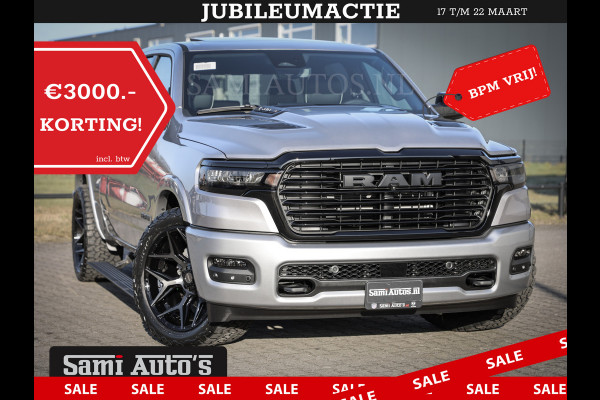 Dodge Ram PREMIUM EDITION | BOM VOL + 14.4 INCH SCHERM | LUCHTVERING | HUD | HURRICANE 420PK 636 Nm | PRIJS MET LPG EN COVER EN GARANTIE | DUBBELE CABINE | PICK UP | 5 PERSOONS | DC | GRIJSKENTEKEN | VOORRAAD NR 2215 - 4984