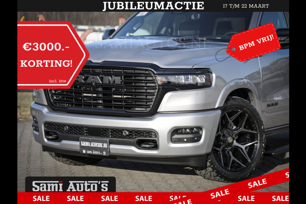 Dodge Ram PREMIUM EDITION | BOM VOL + 14.4 INCH SCHERM | LUCHTVERING | HUD | HURRICANE 420PK 636 Nm | PRIJS MET LPG EN COVER EN GARANTIE | DUBBELE CABINE | PICK UP | 5 PERSOONS | DC | GRIJSKENTEKEN | VOORRAAD NR 2215 - 4984