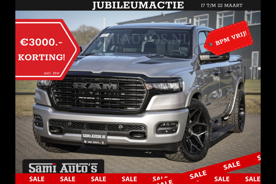 Dodge Ram PREMIUM EDITION | BOM VOL + 14.4 INCH SCHERM | LUCHTVERING | HUD | HURRICANE 420PK 636 Nm | PRIJS MET LPG EN COVER EN GARANTIE | DUBBELE CABINE | PICK UP | 5 PERSOONS | DC | GRIJSKENTEKEN | VOORRAAD NR 2215 - 4984