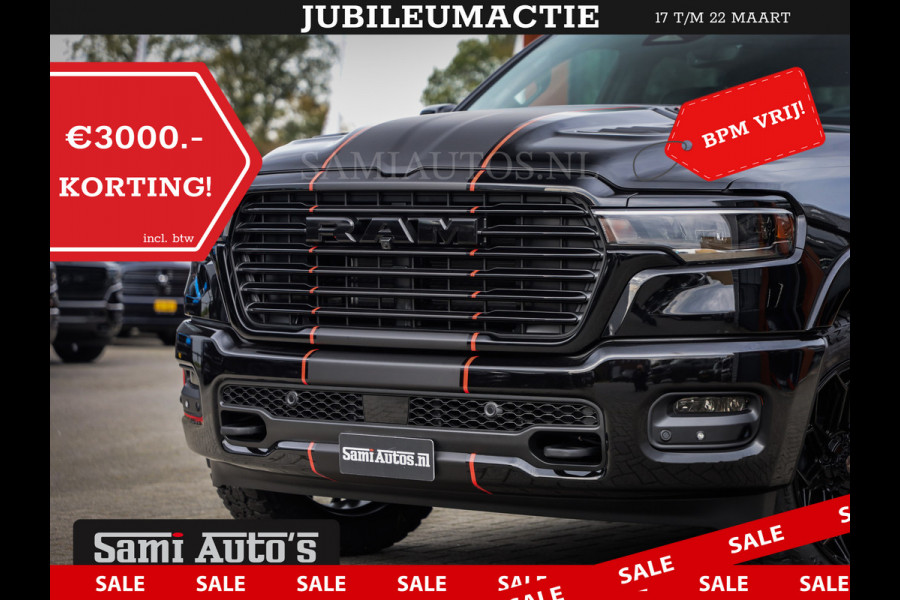 Dodge Ram 2025 LARAMIE SPORT HURRICANE 420PK 636 Nm | PRIJS MET LPG EN COVER EN GARANTIE | DUBBELE CABINE | PICK UP | 5 PERSOONS | DC | GRIJSKENTEKEN | VOORAAD 2189 - 9768