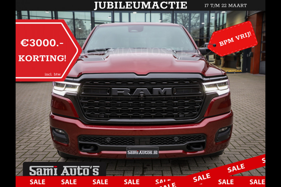 Dodge Ram 1500 LIMITED NIGHT HIGH OUTPUT 540PK 706 Nm 2025 | XB9 | MASSAGE | BOM VOL | CREW CAB | DUBBELE CABINE | GRIJSKENTEKEN | DE MEEST LUXUEUZE en BEGEERDE Pick-up | VOORRAAD NR 2302 - 7425