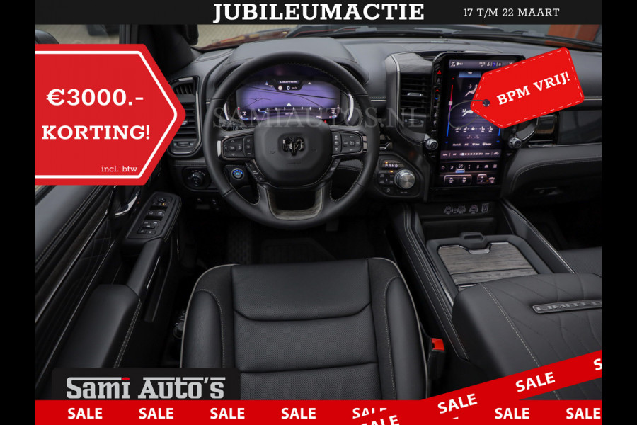 Dodge Ram 1500 LIMITED NIGHT HIGH OUTPUT 540PK 706 Nm 2025 | XB9 | MASSAGE | BOM VOL | CREW CAB | DUBBELE CABINE | GRIJSKENTEKEN | DE MEEST LUXUEUZE en BEGEERDE Pick-up | VOORRAAD NR 2302 - 7425