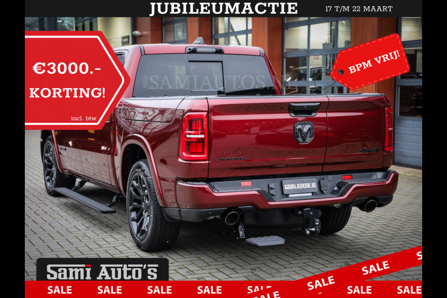 Dodge Ram 1500 LIMITED NIGHT HIGH OUTPUT 540PK 706 Nm 2025 | XB9 | MASSAGE | BOM VOL | CREW CAB | DUBBELE CABINE | GRIJSKENTEKEN | DE MEEST LUXUEUZE en BEGEERDE Pick-up | VOORRAAD NR 2302 - 7425