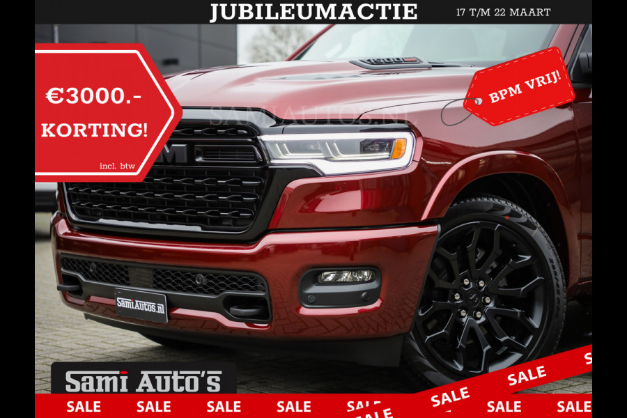 Dodge Ram 1500 LIMITED NIGHT HIGH OUTPUT 540PK 706 Nm 2025 | XB9 | MASSAGE | BOM VOL | CREW CAB | DUBBELE CABINE | GRIJSKENTEKEN | DE MEEST LUXUEUZE en BEGEERDE Pick-up | VOORRAAD NR 2302 - 7425