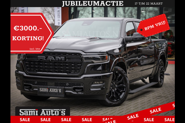 Dodge Ram 1500 LIMITED NIGHT H.O 540PK 706 Nm 2025 | XB9 | MASSAGE | BOM VOL | CREW CAB | DUBBELE CABINE | GRIJSKENTEKEN | DE MEEST LUXUEUZE en BEGEERDE Pick-up | VOORRAAD NR 2357 - 5182