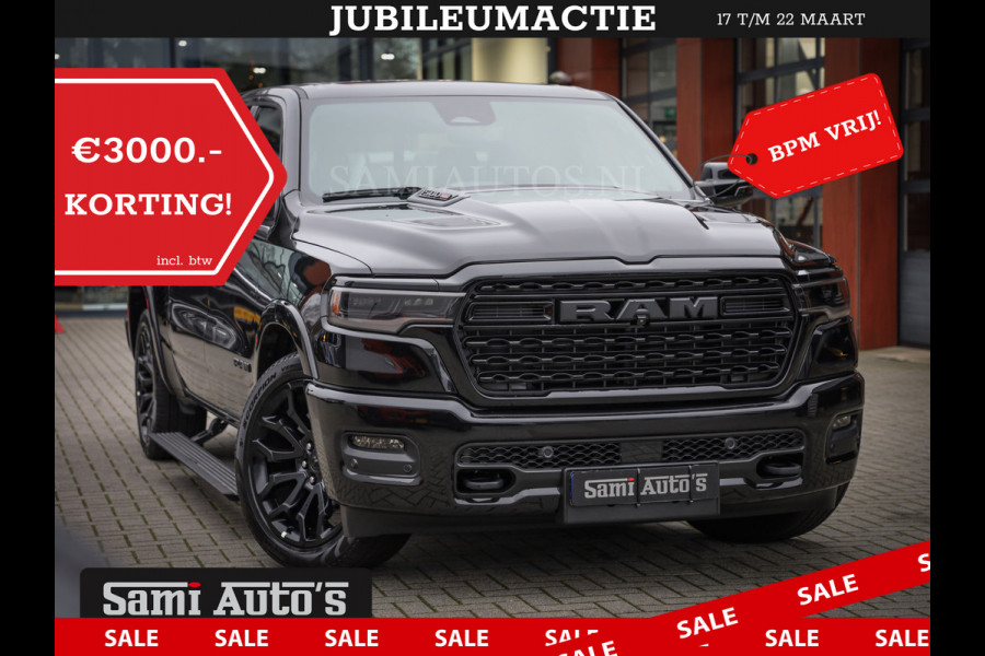 Dodge Ram 1500 LIMITED NIGHT H.O 540PK 706 Nm 2025 | XB9 | MASSAGE | BOM VOL | CREW CAB | DUBBELE CABINE | GRIJSKENTEKEN | DE MEEST LUXUEUZE en BEGEERDE Pick-up | VOORRAAD NR 2357 - 5182