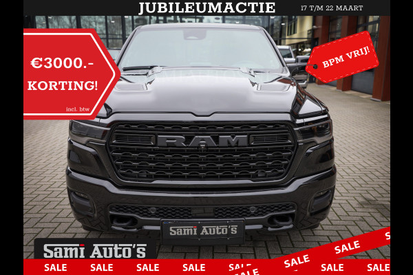 Dodge Ram 1500 LIMITED NIGHT H.O 540PK 706 Nm 2025 | XB9 | MASSAGE | BOM VOL | CREW CAB | DUBBELE CABINE | GRIJSKENTEKEN | DE MEEST LUXUEUZE en BEGEERDE Pick-up | VOORRAAD NR 2357 - 5182