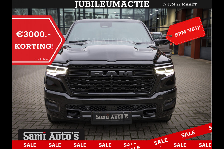 Dodge Ram 1500 LIMITED NIGHT H.O 540PK 706 Nm 2025 | XB9 | MASSAGE | BOM VOL | CREW CAB | DUBBELE CABINE | GRIJSKENTEKEN | DE MEEST LUXUEUZE en BEGEERDE Pick-up | VOORRAAD NR 2357 - 5182