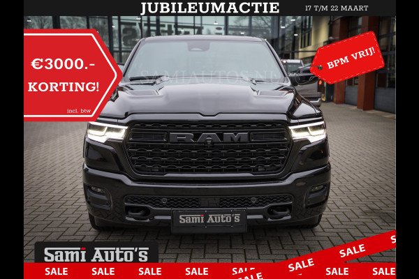 Dodge Ram 1500 LIMITED NIGHT H.O 540PK 706 Nm 2025 | XB9 | MASSAGE | BOM VOL | CREW CAB | DUBBELE CABINE | GRIJSKENTEKEN | DE MEEST LUXUEUZE en BEGEERDE Pick-up | VOORRAAD NR 2357 - 5182