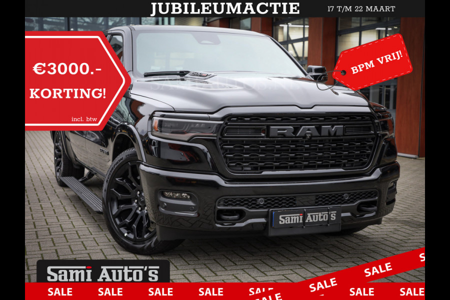 Dodge Ram 1500 LIMITED NIGHT H.O 540PK 706 Nm 2025 | XB9 | MASSAGE | BOM VOL | CREW CAB | DUBBELE CABINE | GRIJSKENTEKEN | DE MEEST LUXUEUZE en BEGEERDE Pick-up | VOORRAAD NR 2357 - 5182