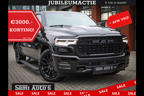 Dodge Ram 1500 LIMITED NIGHT H.O 540PK 706 Nm 2025 | XB9 | MASSAGE | BOM VOL | CREW CAB | DUBBELE CABINE | GRIJSKENTEKEN | DE MEEST LUXUEUZE en BEGEERDE Pick-up | VOORRAAD NR 2357 - 5182