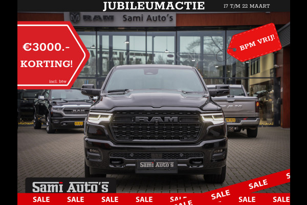 Dodge Ram 1500 LIMITED NIGHT H.O 540PK 706 Nm 2025 | XB9 | MASSAGE | BOM VOL | CREW CAB | DUBBELE CABINE | GRIJSKENTEKEN | DE MEEST LUXUEUZE en BEGEERDE Pick-up | VOORRAAD NR 2357 - 5182