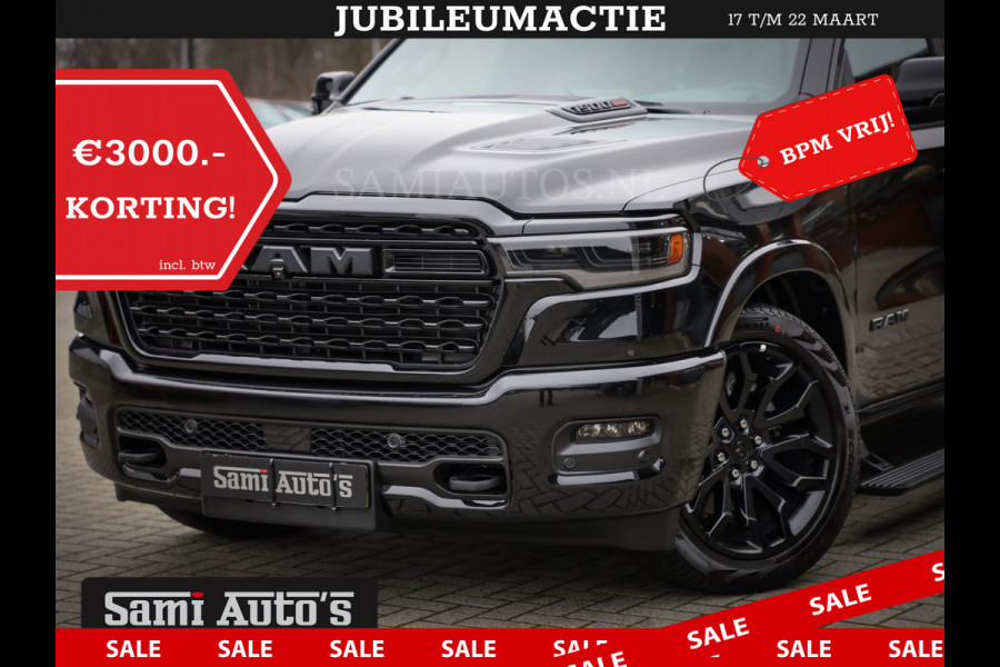 Dodge Ram 1500 LIMITED NIGHT H.O 540PK 706 Nm 2025 | XB9 | MASSAGE | BOM VOL | CREW CAB | DUBBELE CABINE | GRIJSKENTEKEN | DE MEEST LUXUEUZE en BEGEERDE Pick-up | VOORRAAD NR 2357 - 5182