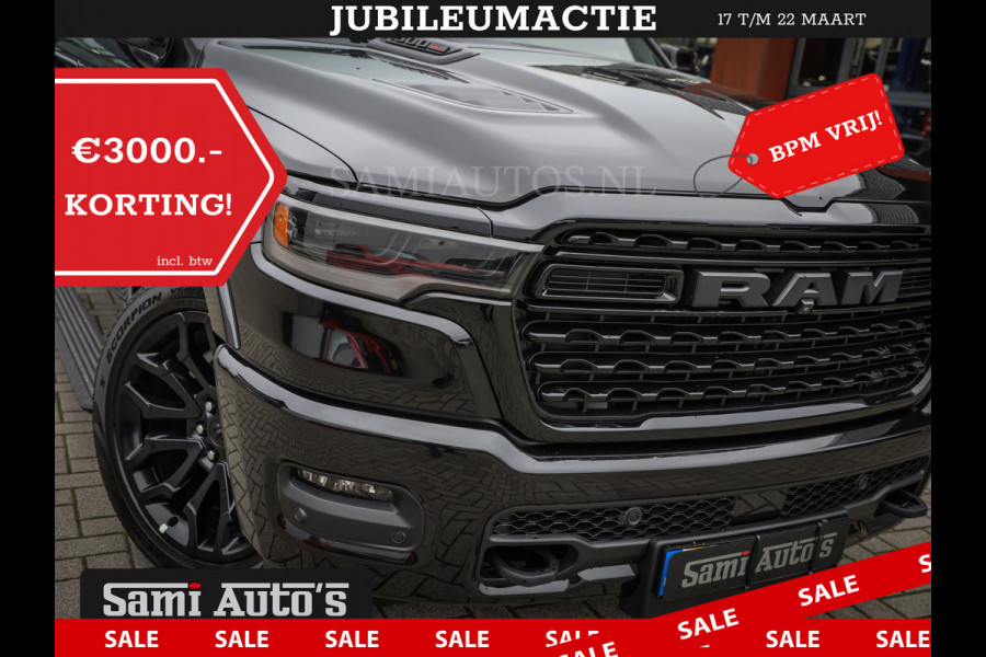 Dodge Ram 1500 LIMITED NIGHT H.O 540PK 706 Nm 2025 | XB9 | MASSAGE | BOM VOL | CREW CAB | DUBBELE CABINE | GRIJSKENTEKEN | DE MEEST LUXUEUZE en BEGEERDE Pick-up | VOORRAAD NR 2357 - 5182