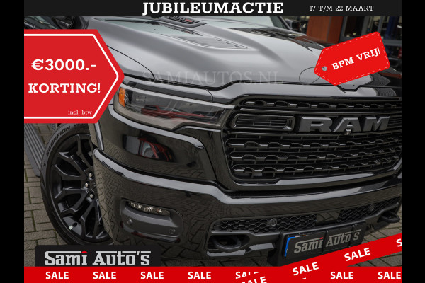 Dodge Ram 1500 LIMITED NIGHT H.O 540PK 706 Nm 2025 | XB9 | MASSAGE | BOM VOL | CREW CAB | DUBBELE CABINE | GRIJSKENTEKEN | DE MEEST LUXUEUZE en BEGEERDE Pick-up | VOORRAAD NR 2357 - 5182