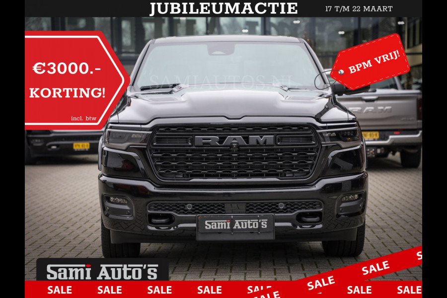 Dodge Ram 1500 LIMITED NIGHT H.O 540PK 706 Nm 2025 | XB9 | MASSAGE | BOM VOL | CREW CAB | DUBBELE CABINE | GRIJSKENTEKEN | DE MEEST LUXUEUZE en BEGEERDE Pick-up | VOORRAAD NR 2357 - 5182