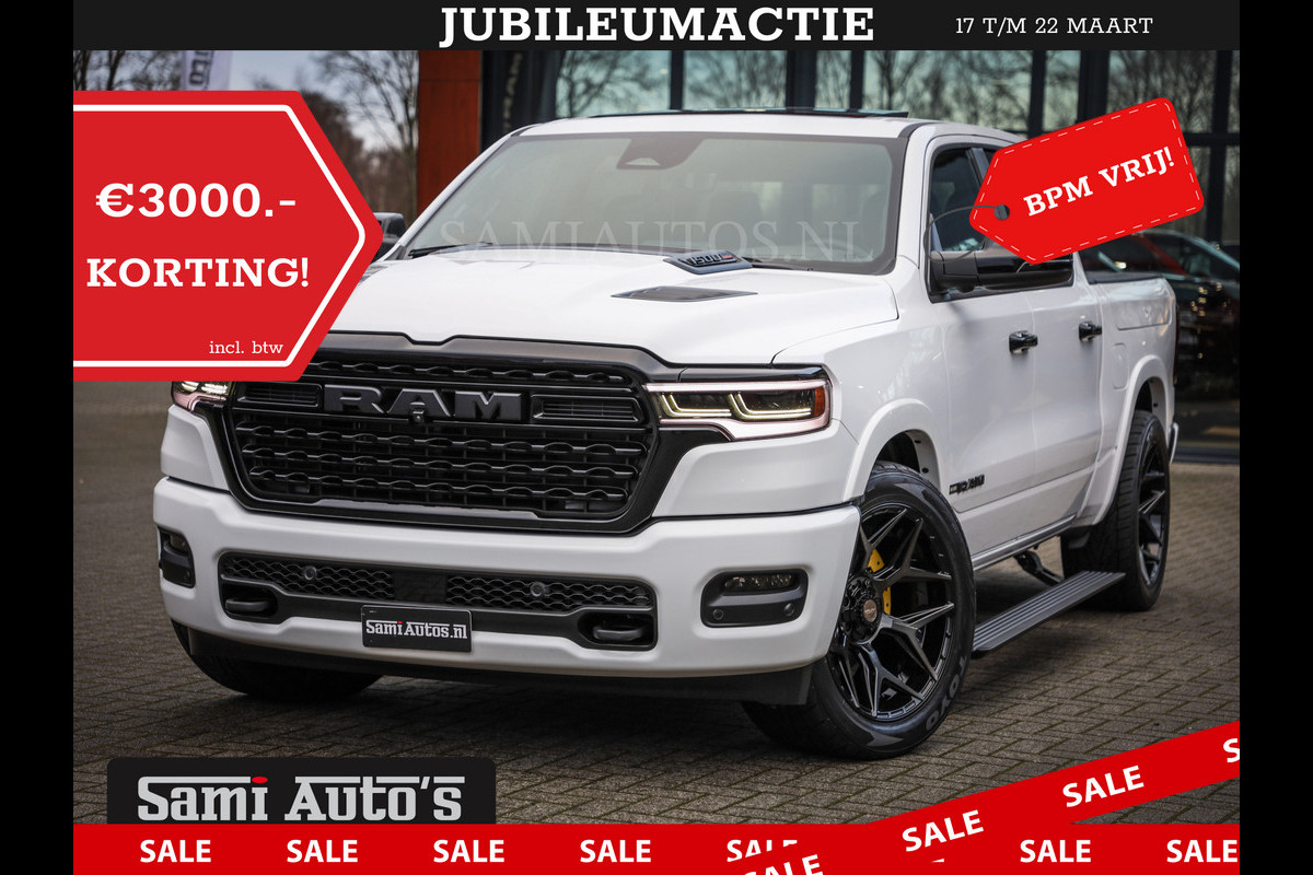 Dodge Ram 1500 LIMITED NIGHT H.O 540PK 706 Nm | XB9 | MASSAGE | BOM VOL | PW7 WHITE | CREW CAB | DUBBELE CABINE | GRIJSKENTEKEN | VOORRAAD NR 2336 - 7700