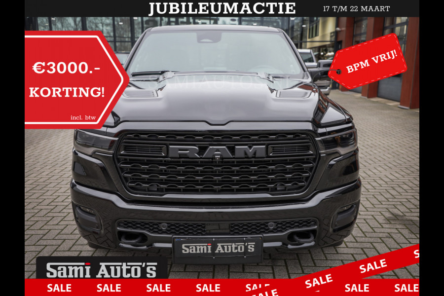 Dodge Ram 1500 LIMITED NIGHT HIGH OUTPUT H.O 540PK 706 Nm 2025 | XB9 | MASSAGE | BOM VOL | CREW CAB | DUBBELE CABINE | GRIJSKENTEKEN | DE MEEST LUXUEUZE en BEGEERDE Pick-up | VOORRAAD NR 2329 - 5135