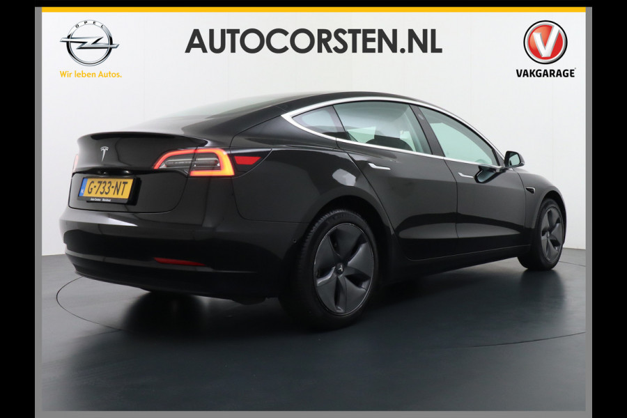 Tesla Model 3 SR+60kWh 325PK 18" AutoPilot Leer PanoDak Adaptive cruise Camera's Elektr.-Stuur+Stoelen+Spiegels+Geheugen+Easy-Entry+Verwarmde  Navi LED-a+v Comfortstoelen ACC DAB Voorverwarmen interieur via App Keyless via Telefoonsleutel One-Pedal-Drive Origineel Nederlandse auto tot 11kw laden thuis ! Garantie Accu tot  08-11-2027 max 160.000km 1584kg licht!