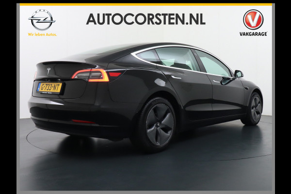 Tesla Model 3 SR+60kWh 325PK 18" AutoPilot Leer PanoDak Adaptive cruise Camera's Elektr.-Stuur+Stoelen+Spiegels+Geheugen+Easy-Entry+Verwarmde  Navi LED-a+v Comfortstoelen ACC DAB Voorverwarmen interieur via App Keyless via Telefoonsleutel One-Pedal-Drive Origineel Nederlandse auto tot 11kw laden thuis ! Garantie Accu tot  08-11-2027 max 160.000km 1584kg licht!