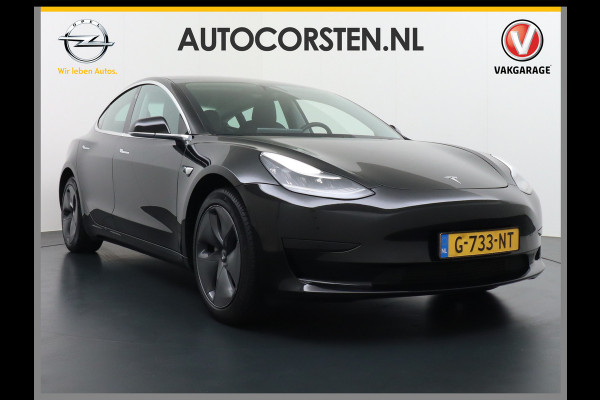 Tesla Model 3 SR+60kWh 325PK 18" AutoPilot Leer PanoDak Adaptive cruise Camera's Elektr.-Stuur+Stoelen+Spiegels+Geheugen+Easy-Entry+Verwarmde  Navi LED-a+v Comfortstoelen ACC DAB Voorverwarmen interieur via App Keyless via Telefoonsleutel One-Pedal-Drive Origineel Nederlandse auto tot 11kw laden thuis ! Garantie Accu tot  08-11-2027 max 160.000km 1584kg licht!