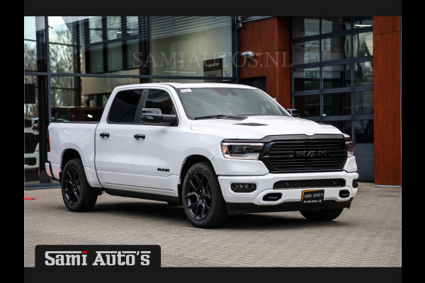 Dodge Ram 1500 LARAMIE NIGHT | NIEUW! BMP VRIJ | PANORAMA | LPG | HUD | VIRTUAL | LUCHTVERING | 360CAM | DODE HOEK | 5.7 V8 HEMI 402PK 4x4 | CREWCAB 5 PERSOONS | GRIJSKENTEKEN | VOORRAAD NR 2147 - 4802