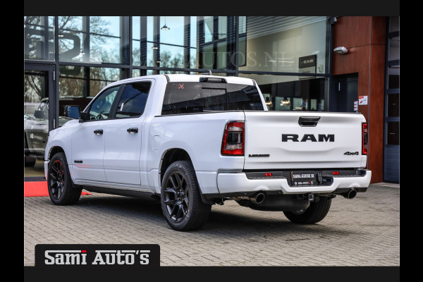 Dodge Ram 1500 LARAMIE NIGHT | NIEUW! BMP VRIJ | PANORAMA | LPG | HUD | VIRTUAL | LUCHTVERING | 360CAM | DODE HOEK | 5.7 V8 HEMI 402PK 4x4 | CREWCAB 5 PERSOONS | GRIJSKENTEKEN | VOORRAAD NR 2147 - 4802