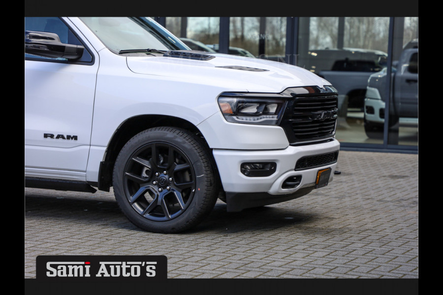 Dodge Ram 1500 LARAMIE NIGHT | NIEUW! BMP VRIJ | PANORAMA | LPG | HUD | VIRTUAL | LUCHTVERING | 360CAM | DODE HOEK | 5.7 V8 HEMI 402PK 4x4 | CREWCAB 5 PERSOONS | GRIJSKENTEKEN | VOORRAAD NR 2147 - 4802