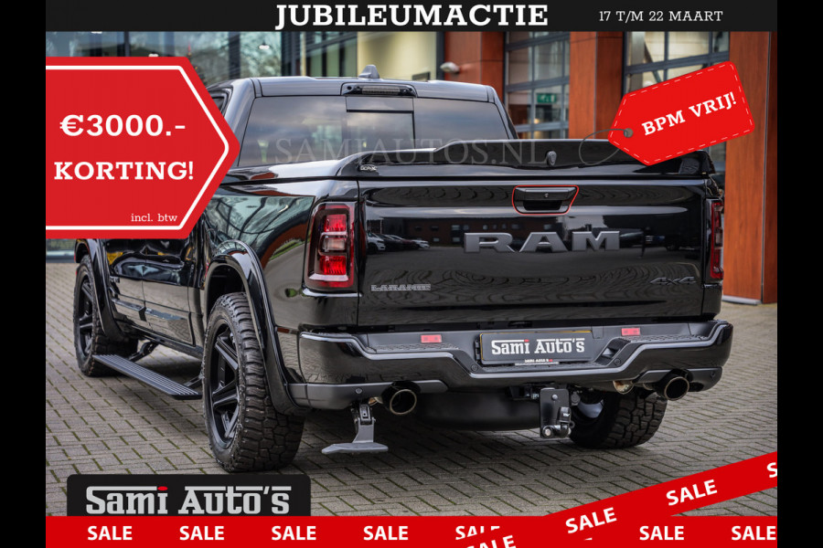 Dodge Ram NIGHT PREMIUM 2025 | BOM VOL + 14.4 INCH SCHERM | LUCHTVERING | HUD | HURRICANE 420PK 636 Nm | PRIJS MET LPG EN COVER EN GARANTI DUBBELE CABINE | PICK UP | 5 PERSOONS | DC | GRIJSKENTEKEN | VOORRAAD NR 2287 - 3384