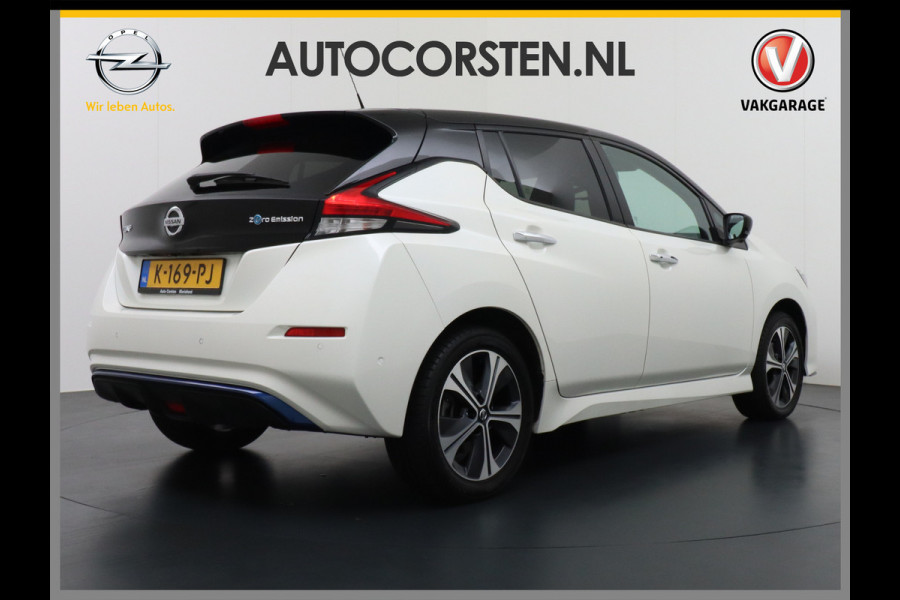 Nissan Leaf e+ Tekna 62kWh 218PK Leder Adpatieve Cruise Bose-Sound Navi 360°Camera Apple Carplay Android Auto Stuur+Stoelverwarming v+a Keyl File assistent Pdc Led Bluetooth DAB Dodehoek Detector Privacy Glas Rijstrooksensor met correctie Verkeersbord detectie Two-Tone lak