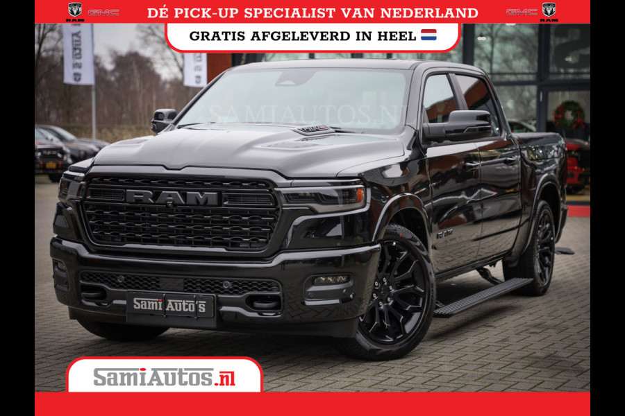 Dodge Ram 1500 LIMITED NIGHT H.O 540PK 706 Nm 2025 | XB9 | MASSAGE | BOM VOL | CREW CAB | DUBBELE CABINE | GRIJSKENTEKEN | DE MEEST LUXUEUZE en BEGEERDE Pick-up | VOORRAAD NR 2357 - 5182