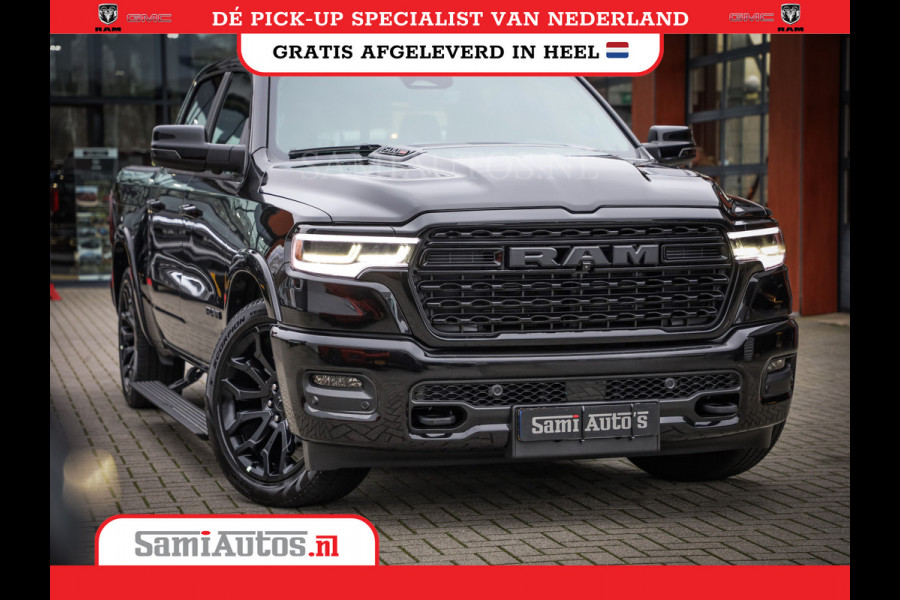 Dodge Ram 1500 LIMITED NIGHT H.O 540PK 706 Nm 2025 | XB9 | MASSAGE | BOM VOL | CREW CAB | DUBBELE CABINE | GRIJSKENTEKEN | DE MEEST LUXUEUZE en BEGEERDE Pick-up | VOORRAAD NR 2357 - 5182