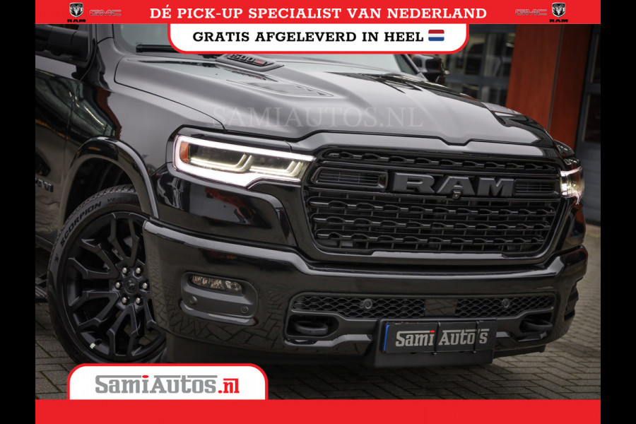 Dodge Ram 1500 LIMITED NIGHT H.O 540PK 706 Nm 2025 | XB9 | MASSAGE | BOM VOL | CREW CAB | DUBBELE CABINE | GRIJSKENTEKEN | DE MEEST LUXUEUZE en BEGEERDE Pick-up | VOORRAAD NR 2357 - 5182