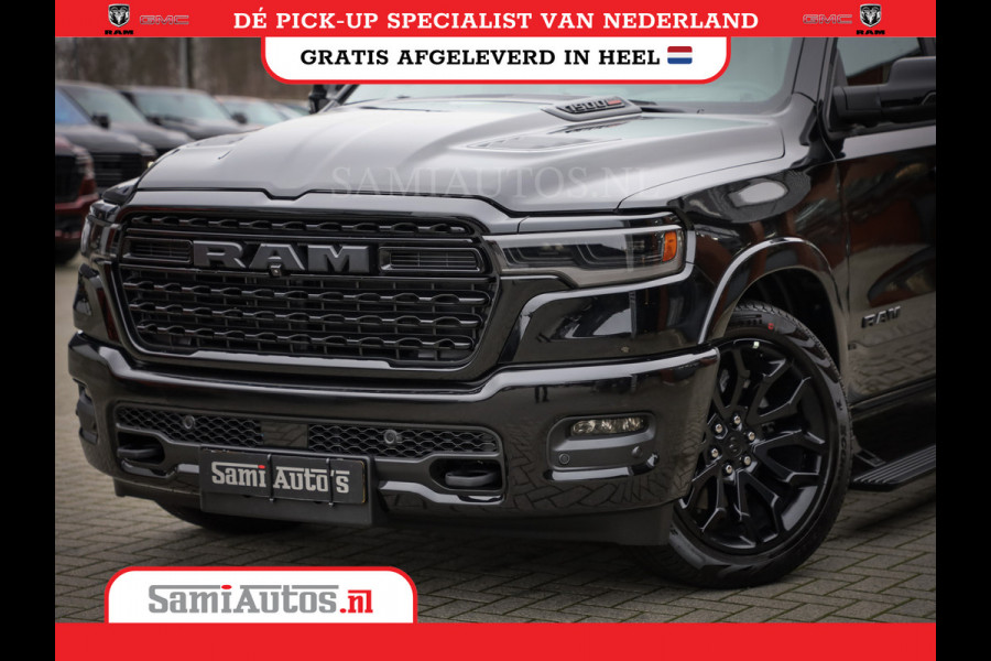 Dodge Ram 1500 LIMITED NIGHT H.O 540PK 706 Nm 2025 | XB9 | MASSAGE | BOM VOL | CREW CAB | DUBBELE CABINE | GRIJSKENTEKEN | DE MEEST LUXUEUZE en BEGEERDE Pick-up | VOORRAAD NR 2357 - 5182