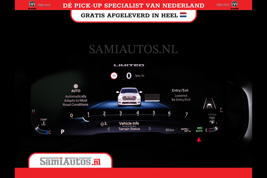 Dodge Ram 1500 LIMITED NIGHT H.O 540PK 706 Nm 2025 | XB9 | MASSAGE | BOM VOL | CREW CAB | DUBBELE CABINE | GRIJSKENTEKEN | DE MEEST LUXUEUZE en BEGEERDE Pick-up | VOORRAAD NR 2357 - 5182